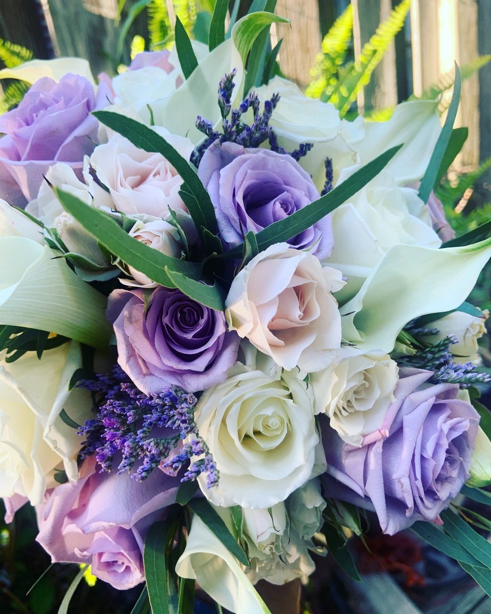 Lavender and white rose bouquet